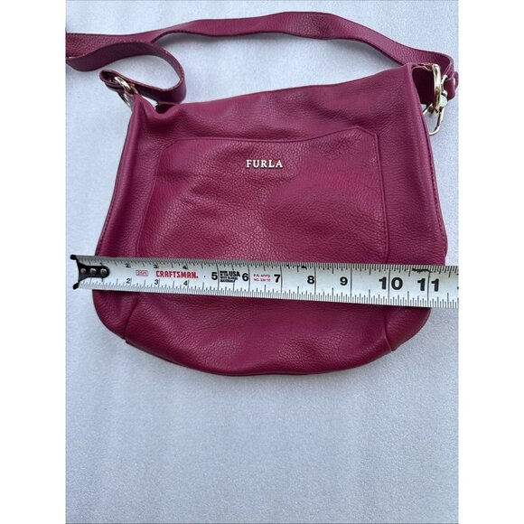 Furla Magenta Pebbled Leather Shoulder Bag - Picture 9 of 11